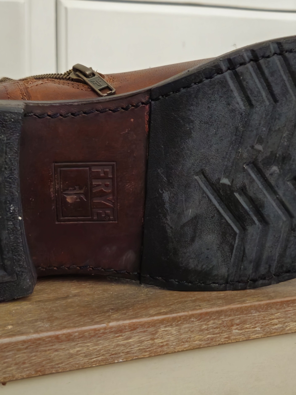 Frye Men's Cognac Leather Buckle Ankle Boots - Picture 10 of 16